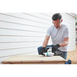 Mac Allister MEOS300 125mm Electric Random Orbit Sander 240V - Powerful & Lightweight -Power Tool Batteries Shop 241GF A3