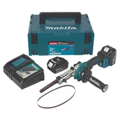 Makita DBS180RTJ 18V Cordless Belt Sander with 3/8" Belt, 2 x 5.0Ah Li-Ion Batteries & Charger